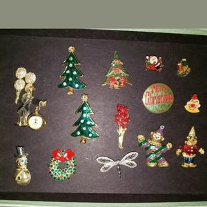 Vintage Christmas and Clown Pins